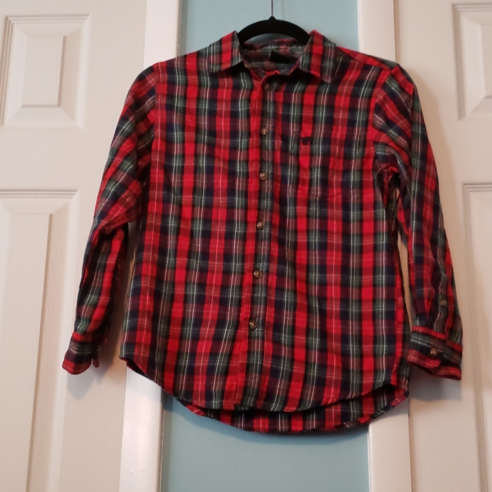 Boys 10/12 Button down plaid shirt